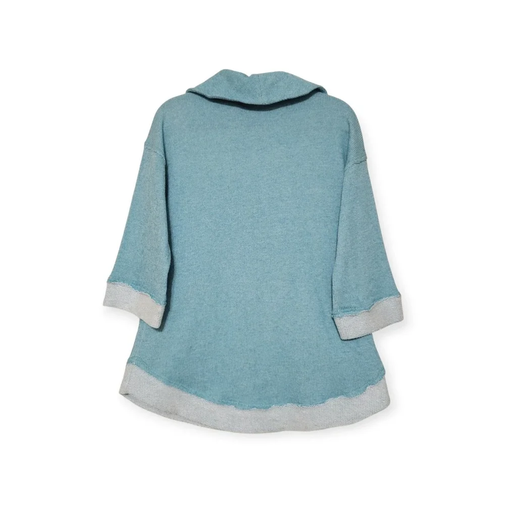 Soft Surroundings Size S NWT Santorini Shores Cowl Neck Sweater Teal Blue Terry - Picture 5 of 6